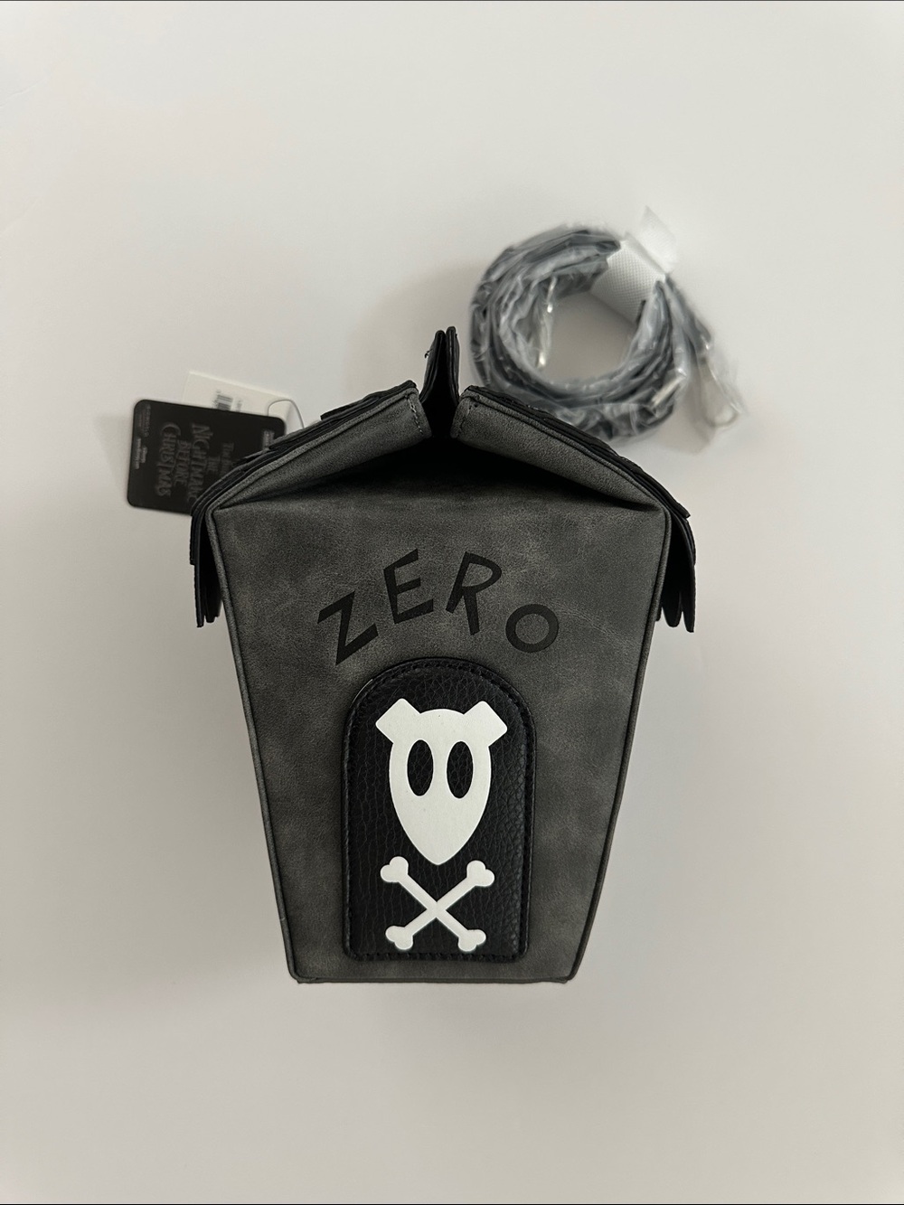 Nightmare Before Christmas ZERO Black Skull Crossbones Leather Crossbody Bag